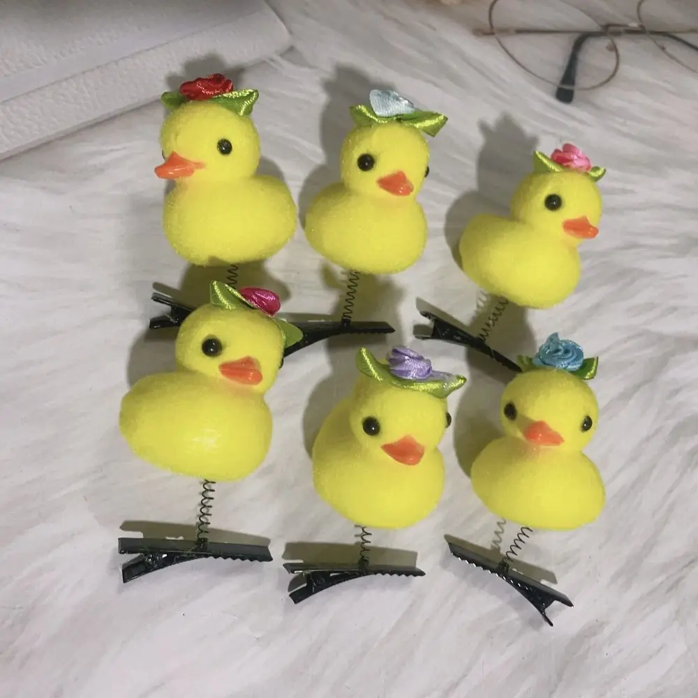 

Cute Flower Duck Hair Clips Plush Bowknot Chicken Side Barrettes Crown Korean Style Cartoon Duckbill Clips Party