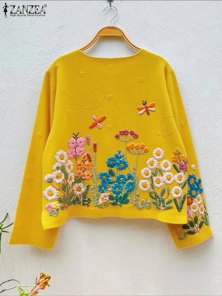 

ZANZEA Fashion Long Sleeve Blouse Autumn Women Floral Print Vintage Tops 2025 O-Neck Casual Loose Shirts Blusas Oversize Tees