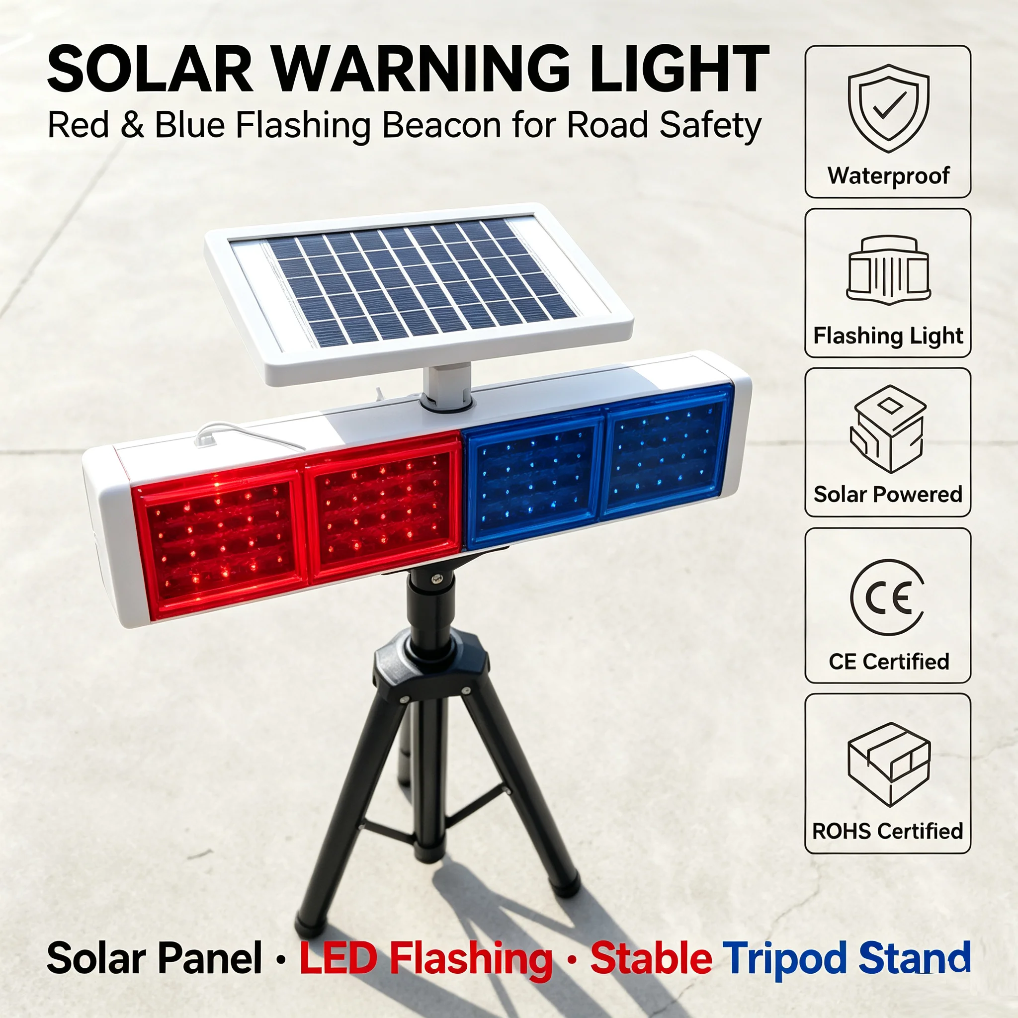 Multi-Solar warning flash light red and blue flash night traffic road construction barricade signal light flash light