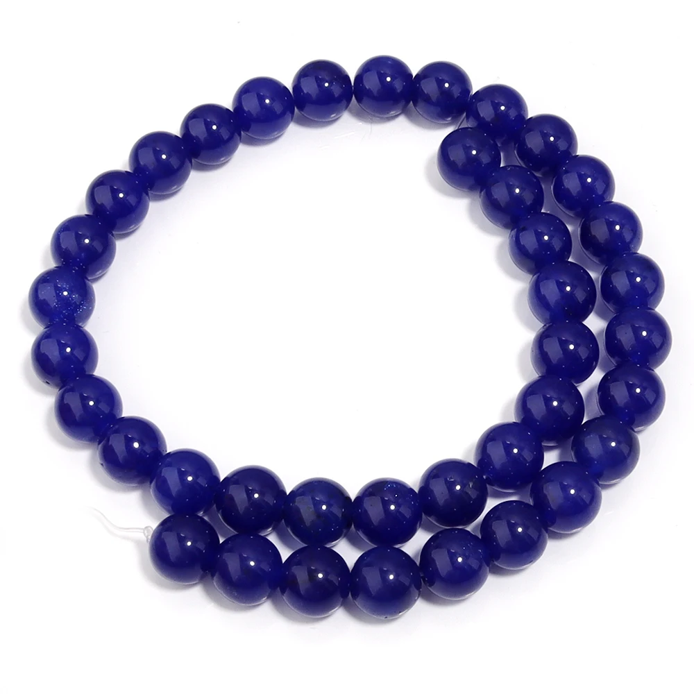 1 Strang Natursteinperlen 4/6/8/10/12 mm dunkelblaue Chalcedonperlen runde lose Perlen für DIY Schmuckherstellung Armband Halskette
