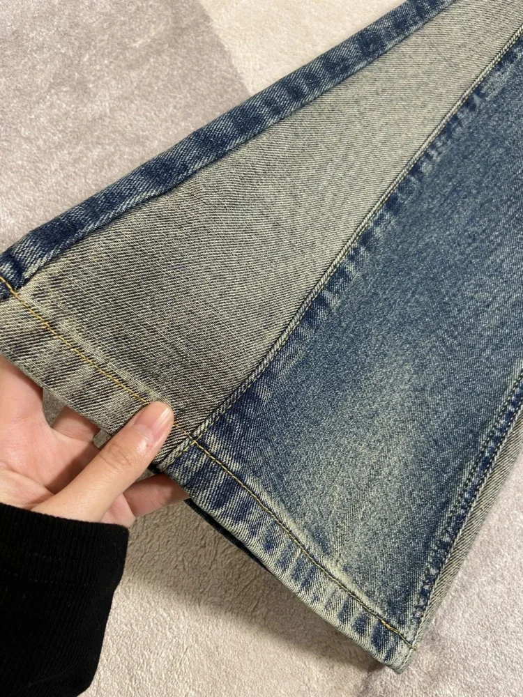 Flare กางเกงยีนส์ผู้หญิงเซ็กซี่ Paneled ความงามฤดูร้อน Lady Vintage กางเกงเอวสูง Feminino All-match เกาหลีสไตล์เรียบง่ายทุกวัน