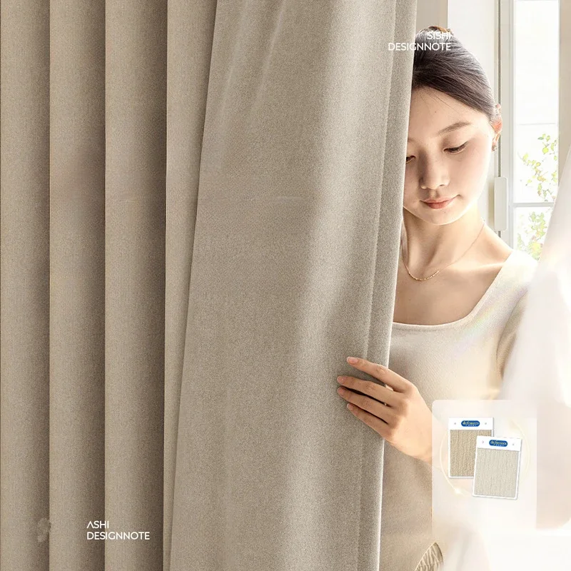 

Custom Size Curtains Chenille Full Shading Cream Living Room Insulated Sunscreen Whole House Curtain Cloth Partition Door