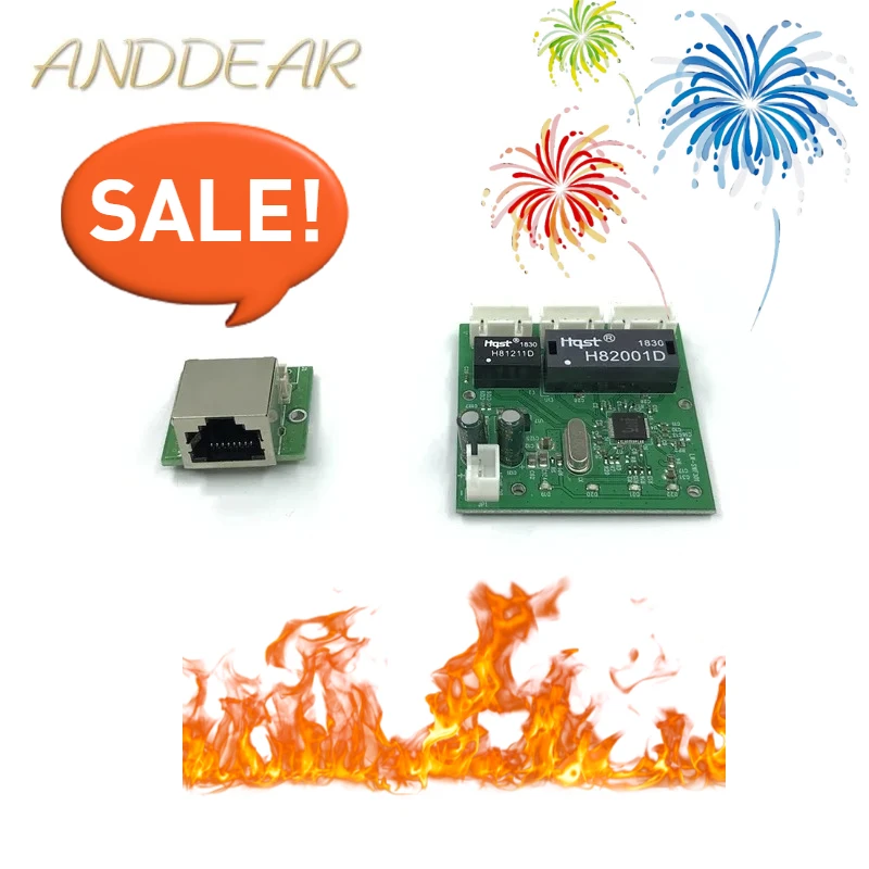 OME 3 Ports Switch module PCBA 4 Pin Header UTP PCBA Module with LED Display Screw hole positioning Mini PC  Data OEM Factory