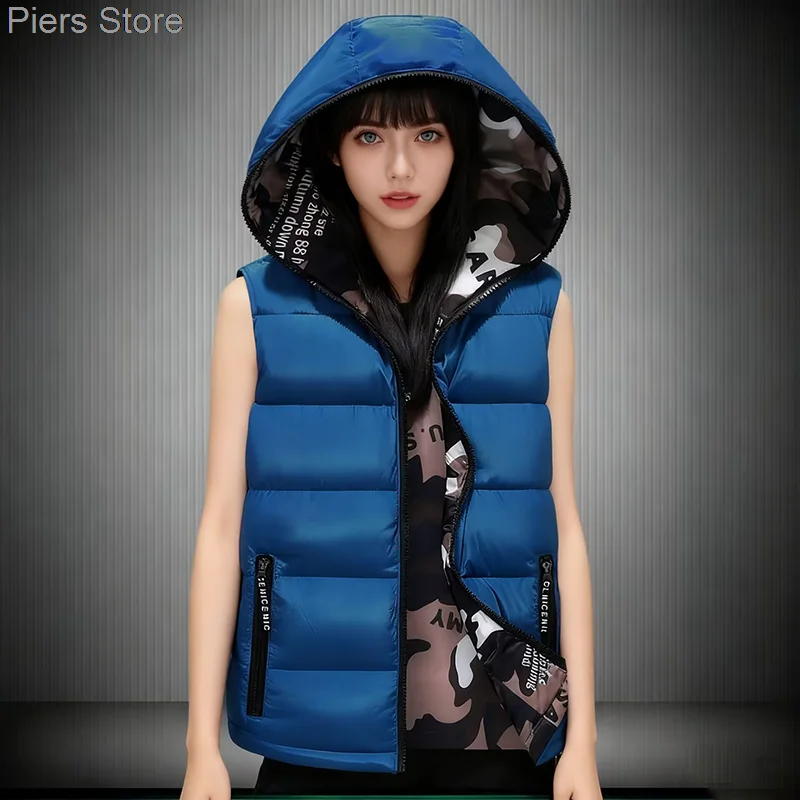 Outono inverno algodão colete jaqueta feminina 2025new sleevele parkas engrossar colete quente casaco feminino senhoras topos