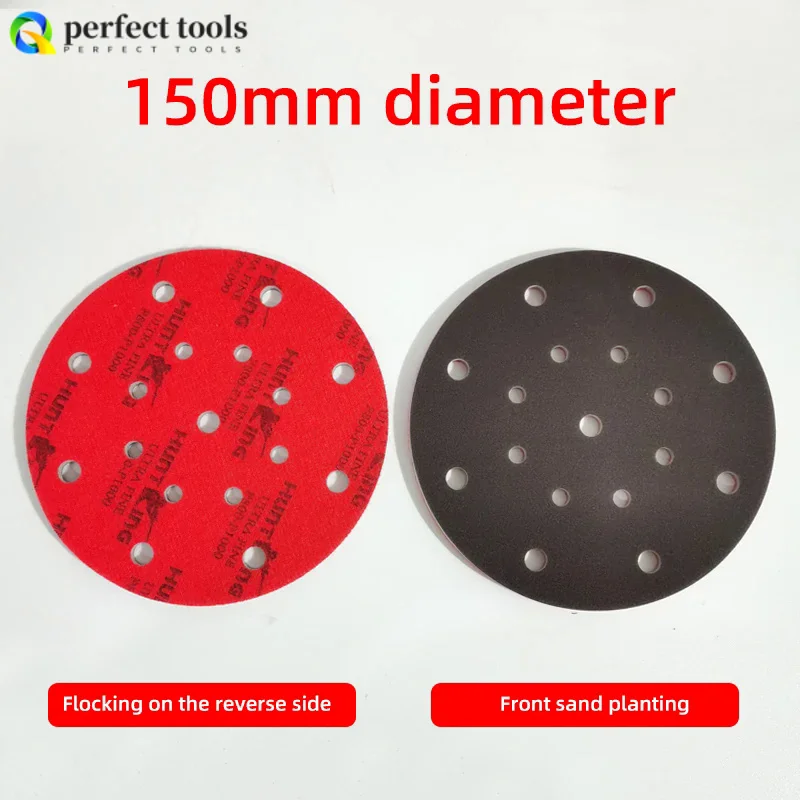 

6 Inch 150mm 17 Hole Sponge Sandpaper Car Paint Polishing Beauty Putty Sand Disc Flocking Dry Sandpaper