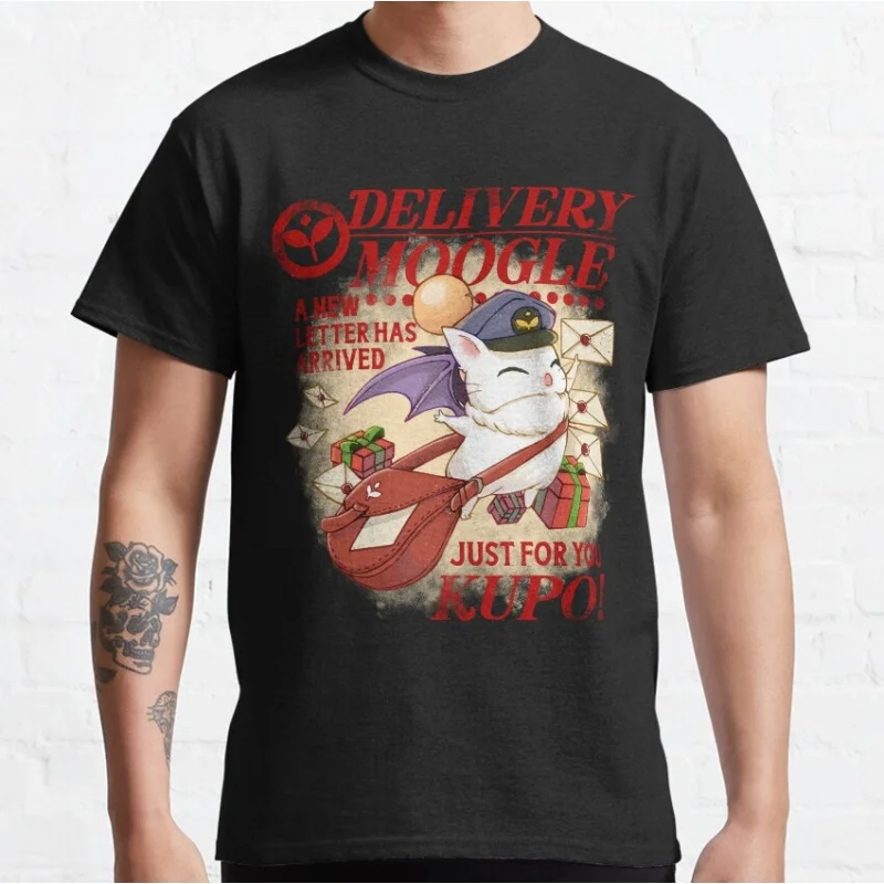 

Delivery Moogle Final Fantasy Gift t shirt for RPG gamer 100% cotton tee Men's Short Sleeve Graphic Clothes All size tops