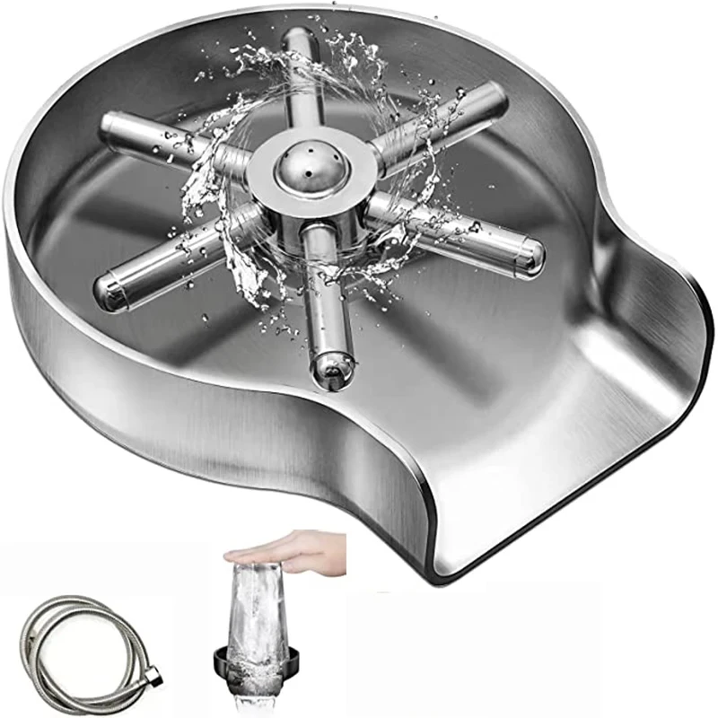 

Kitchen Sink Glass Rinser Stainless Steel Rinser for Beer Milk Tea Cup Washer Cleaner Glass Rinser for Hotel Bar Coffee Pitcher