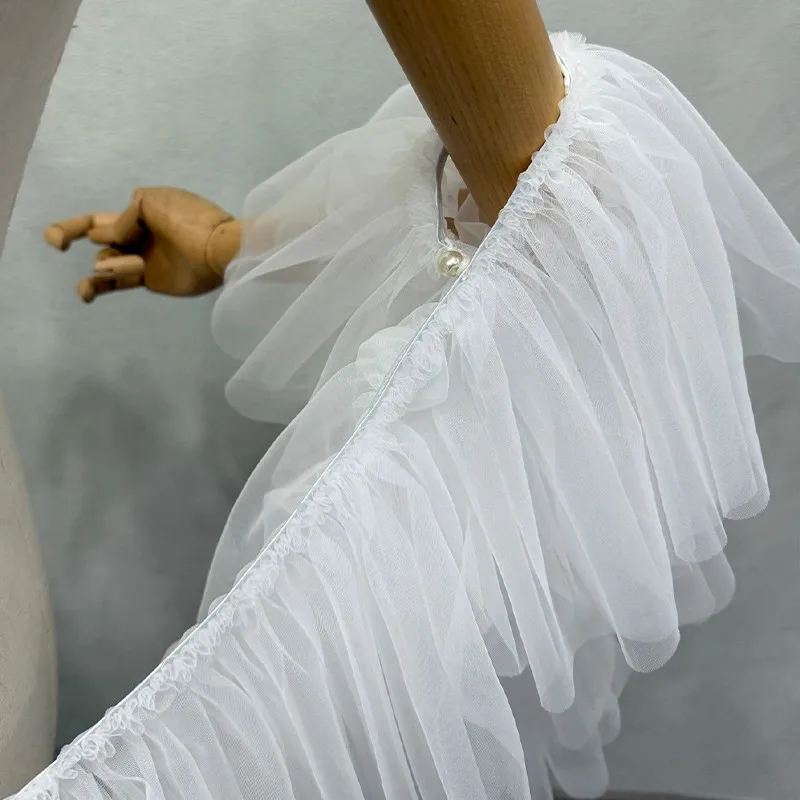 

Multi-Layer Tulle Shawl with Puff Sleeves Fluffy Tops Bridal Party Wedding Gown Accessory Performance Capes Jacket Bolero New