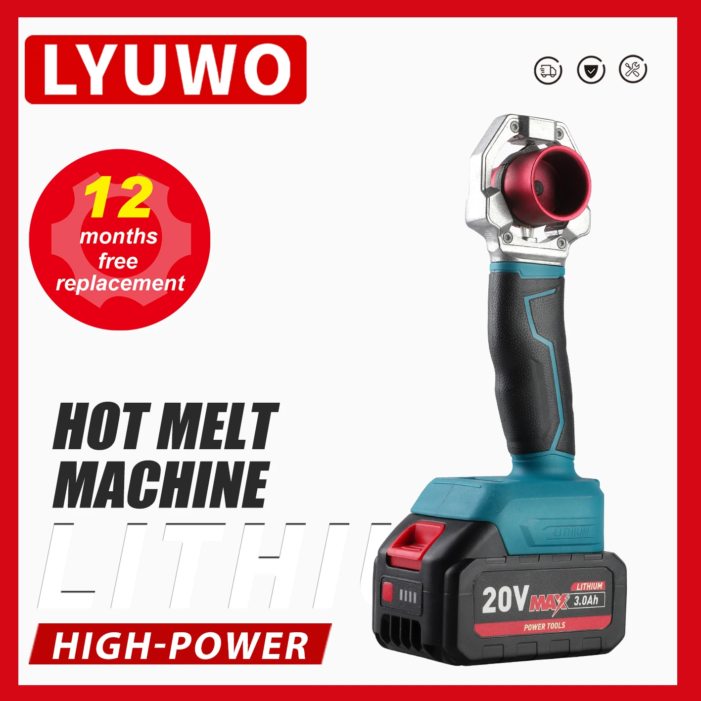 LYUWO Lithium Electric PPR Water Pipe Hot Melt Machine ricarica saldatrice Wireless PE Water Plastic Welding Machine Tool