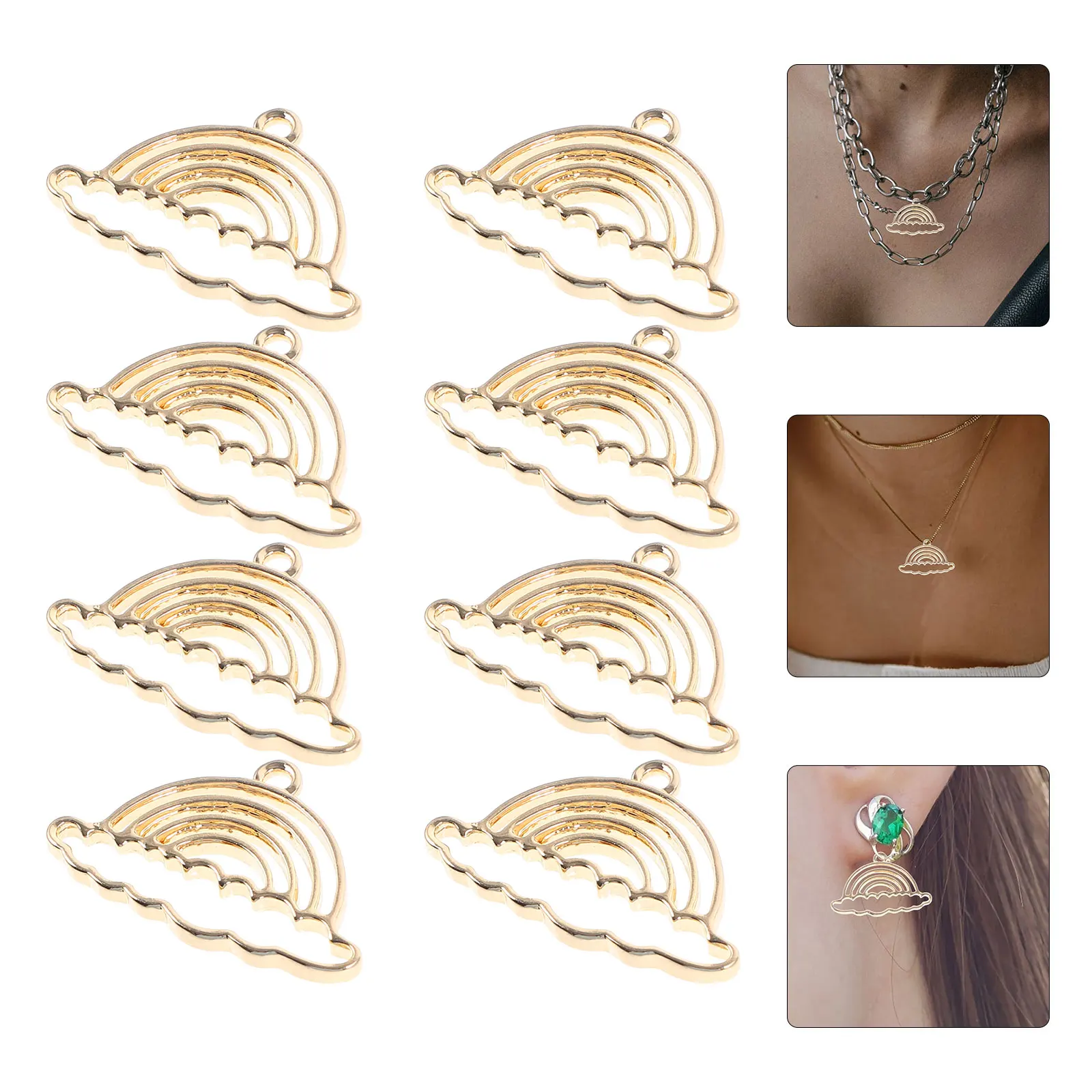 

10 Pcs Rainbow Alloy Jewelry Accessories Open Bezels Round for Making Setting Charm Jewellery Charms