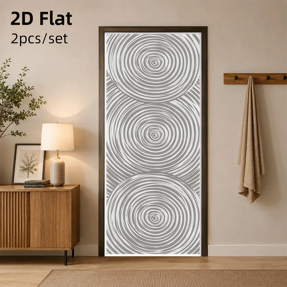 1 piece of modern minimalist gray spiral patterned door sticker self-adhesive waterproof removable decorative sticker 2D flat