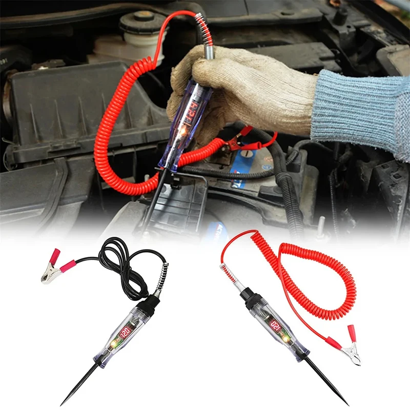 Truck Voltage Circuit Tester Auto Repair 6V/12V/24V Car Circuit Tester Premium Test Light Probe Pen Light Bulb Diagnostic Tool