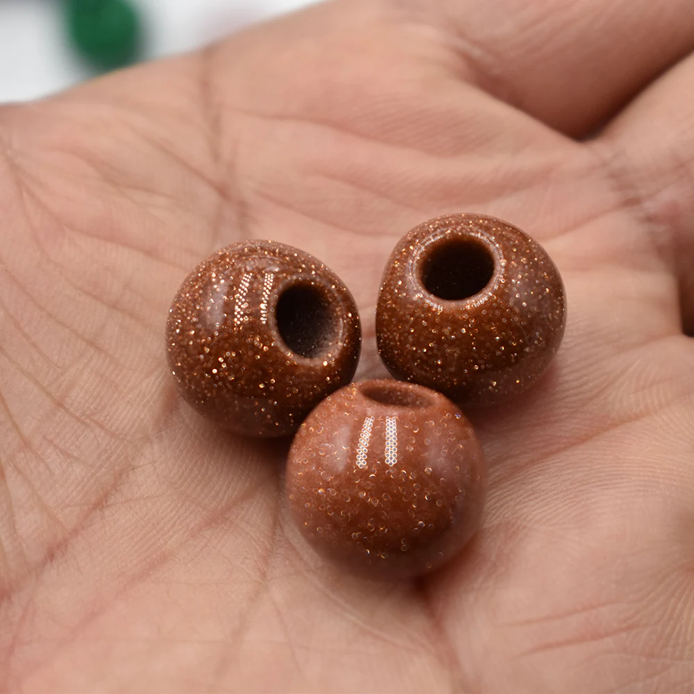 Großhandel 12 Stück/Set modische, hochwertige Natursteinperlen, runde Form, großes Loch, 16 mm, für Schmuckherstellung, kostenloser Versand – Detail 14