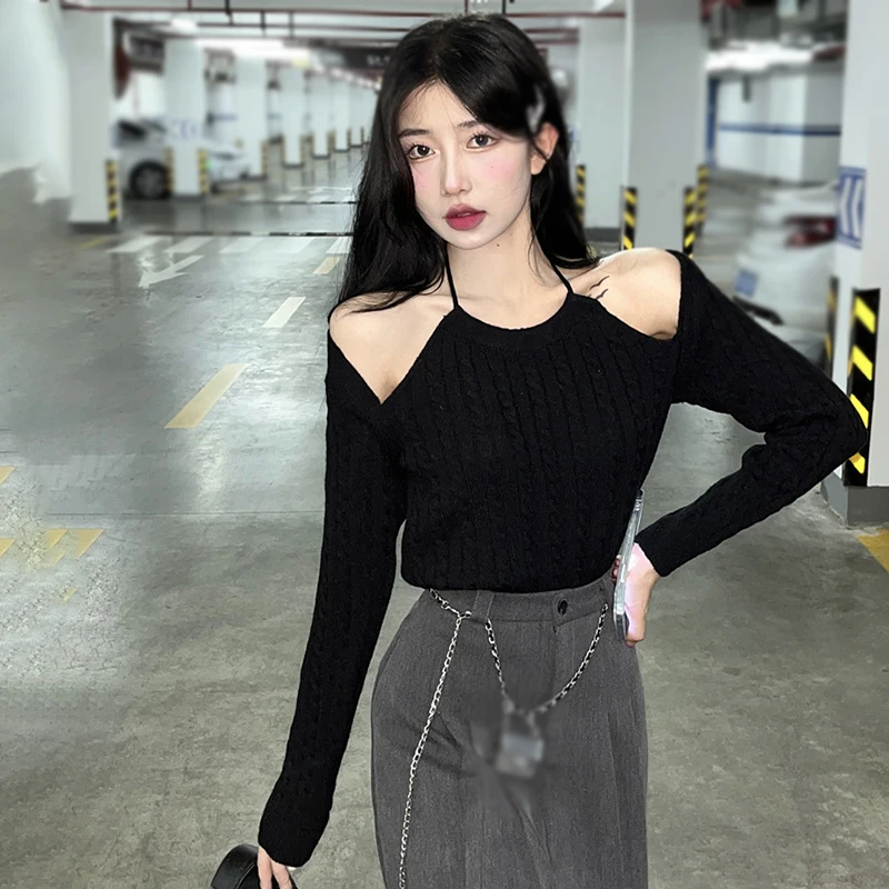 Women's top Geometric pattern Women's knitted sweater Design Women's long sleeves Solid color Slim fit Women's pullover