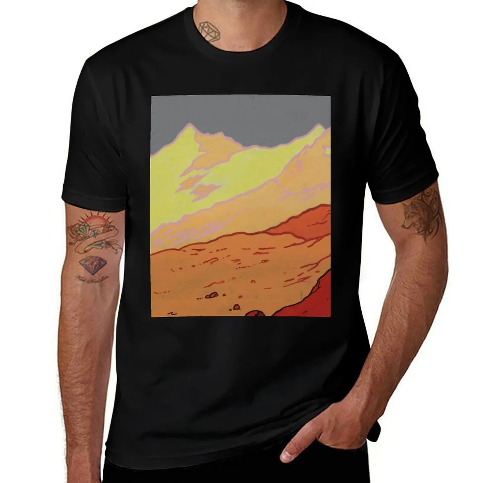 

Red Landscape T-Shirt t shirt man designer t shirts for man cotton funny black cotton t-shirt plain for man package T-shirt