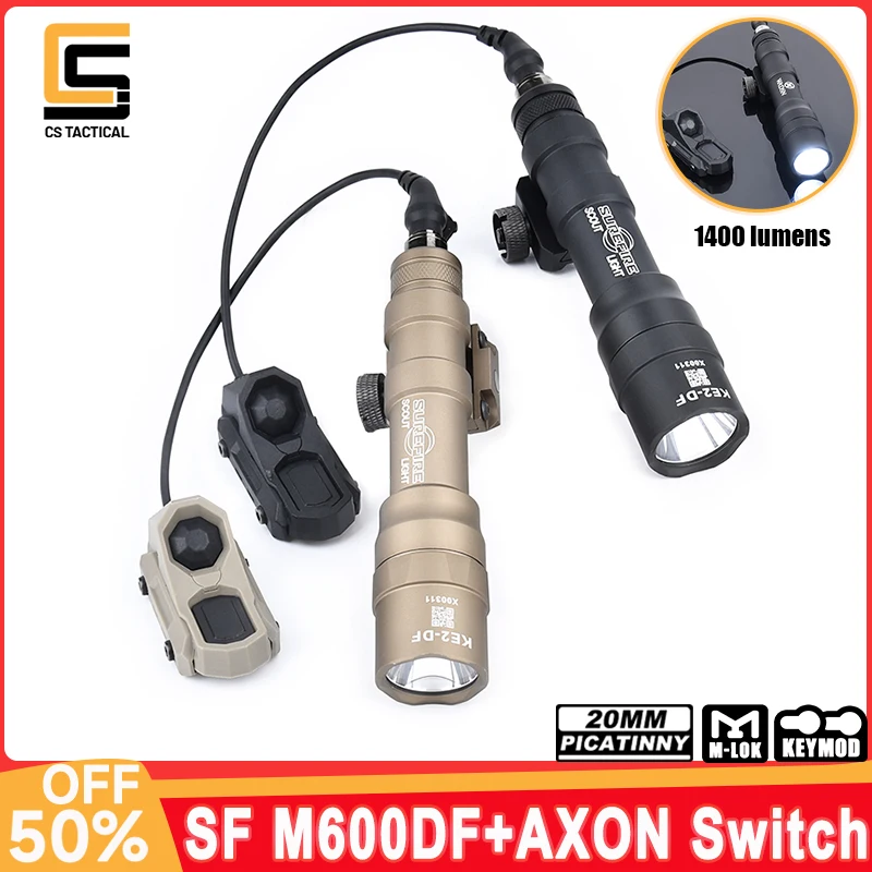 

SF Surefir M600 M600DF Flashlight LED White Light 1400lumens AXON Dual Switch Hunting Weapon Scout Lamp Fit 20MM Picatinny Rail