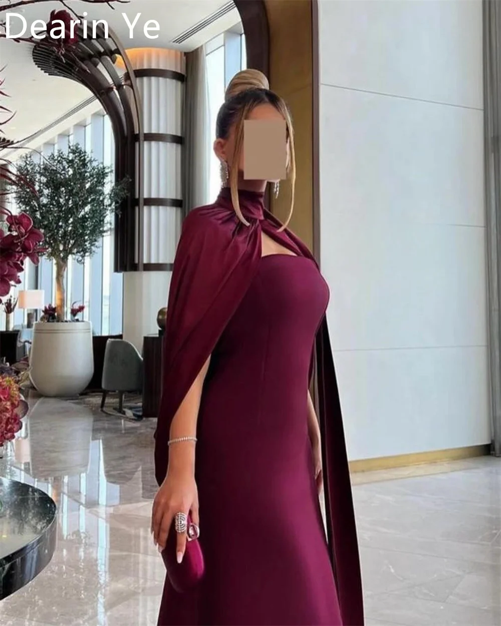 Customized Evening Dress Dearin High Collar Trumpet Floor Length Skirts Stole Bespoke Occasion Dresses Saudi Arabia Formal Prom