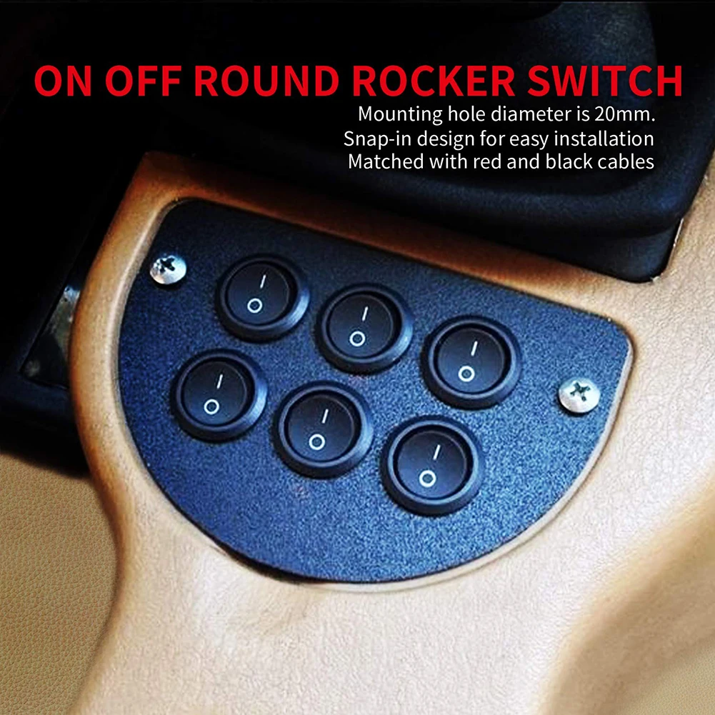 10/5PCS ON/OFF Round Rocker Switch Toggle Switch 2-pin SPST 12V 24V Auto Boat Marine Toggle Rocker Switch Push Button Accessory