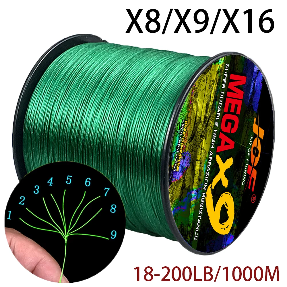 x16/x9/x8 Japan raw silk Braided Fishing Line Fast Water Cutting Anti-Corrosion Super Wear-Resistant Wire Sea Fishing Tool 1000M