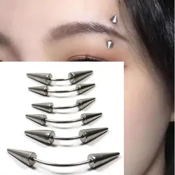 SaYao 2 Pieces 16G Ball Spike Eyebrow Ring Stainless Steel  Banana Curved Barbell Eye Rings Body Piercing Jewelry