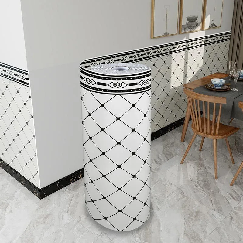 Self-Adhesive Tile Wall Sticker Waterproof Marble Wallpaper Moisture-Proof Wall Panel Skirting Decorative Cover Up Film