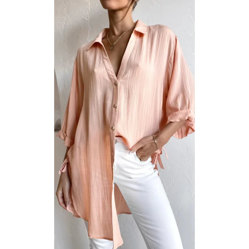 

Women Casual Solid Shirt Autumn Fashion Office Ladies Long Sleeve Button White Shirts Streetwear Loose Female Blouse Basic Tops