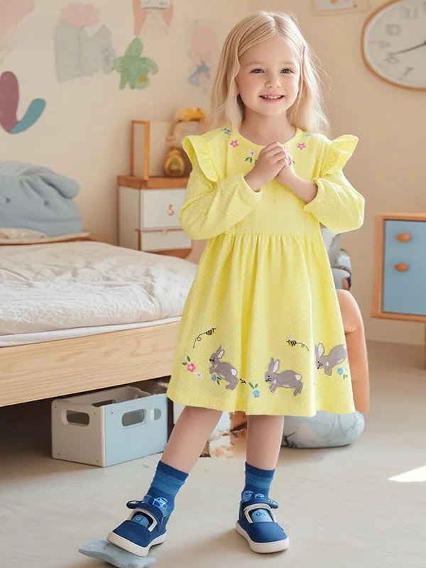 

Little Maven Long Sve Girls Dr Мягкая хлопковая осенняя детская юбка European Sle Faionable из мягкой ткани для маленьких девочек ...