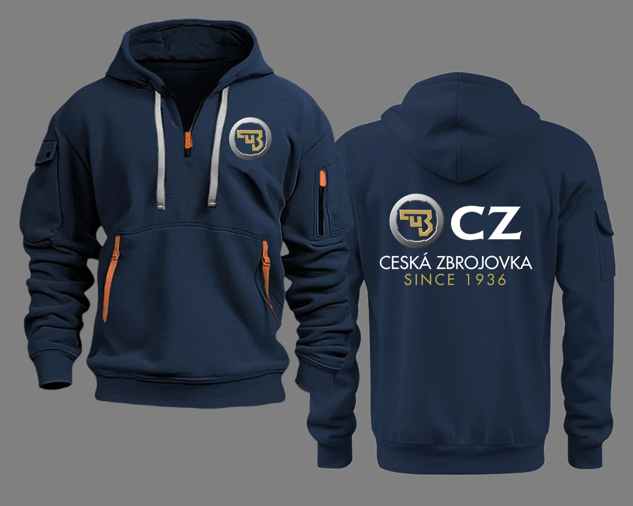 Semi-Zip con capucha armas de fuego signo CZ Ceska Zbrojovka sudaderas con capucha para hombre chaqueta jersey ropa deportiva abrigo con capucha de lana a prueba de viento