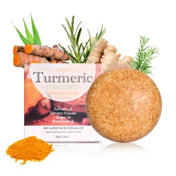 Natural Turmeric Shampoo Soap Eco-friendly Packing Polygonum, Rice Water,rosemary Hair Soap Organic Hair Darkning& Growth