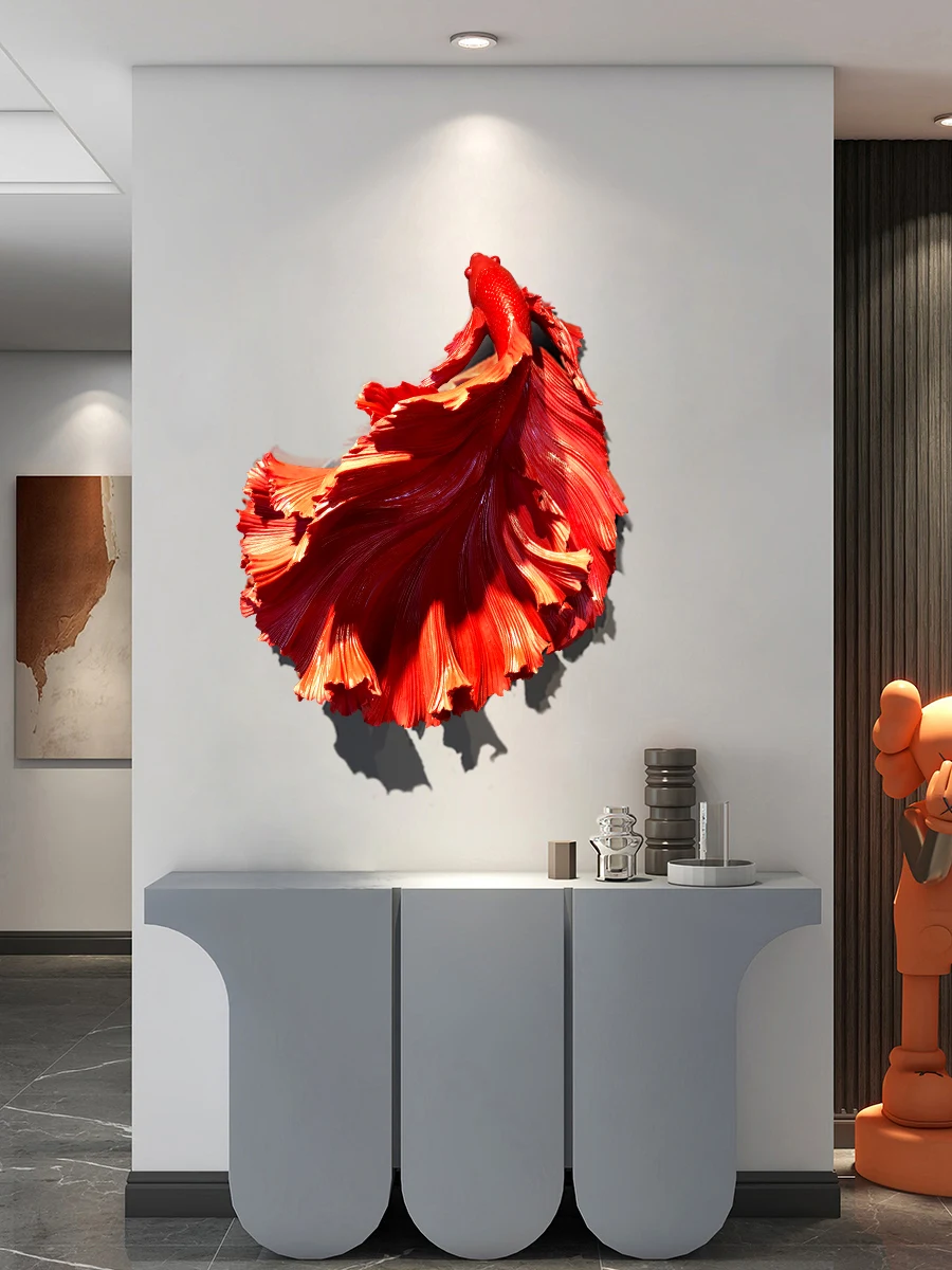 

American Retro Industrial Wind Background Wall Decoration 3D Stereo Living Room Entrance Betta Fish Wall Pendant