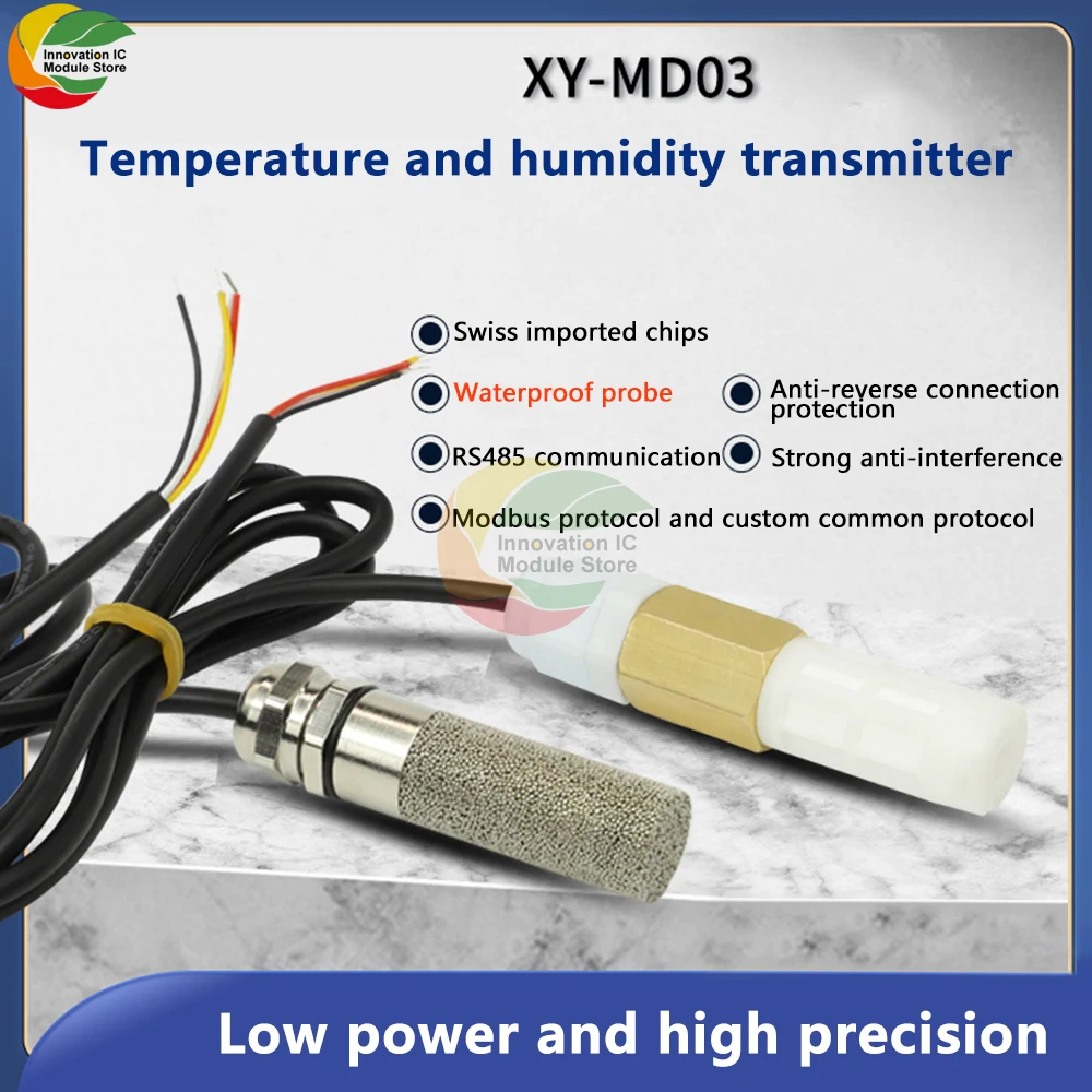 温湿度湿度送信機,pe防水プローブ,温送信機,Modbus XY-MD03コレクター,DC5-28V rs485