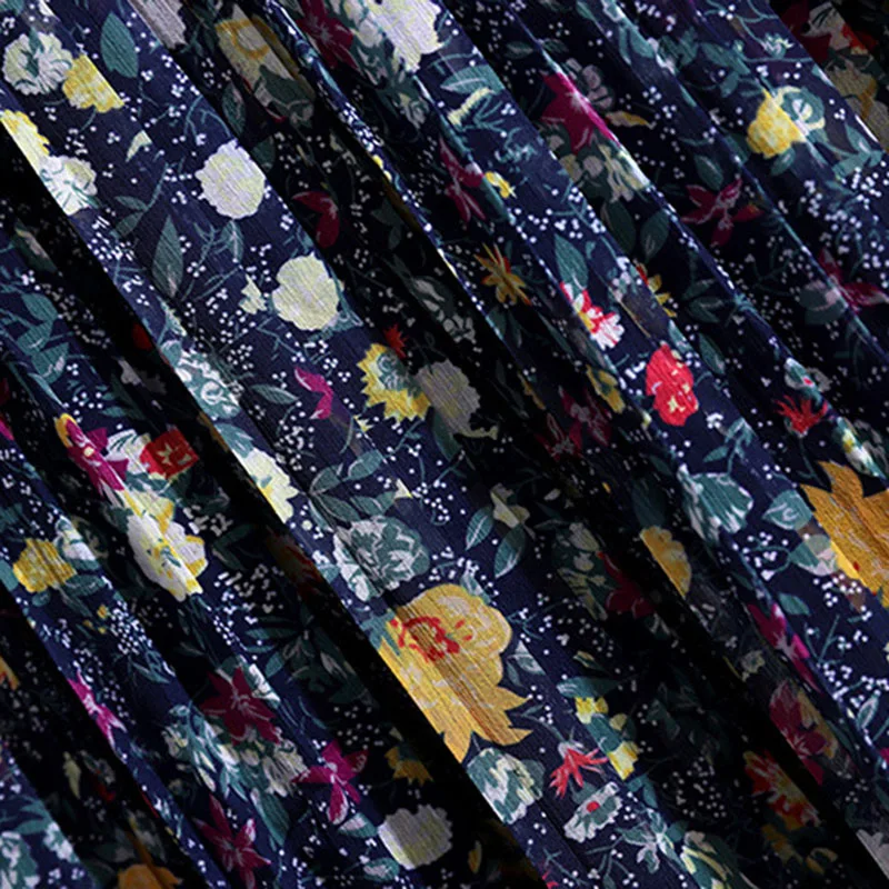 Falda de Gasa Floral Vintage para Mujer, Talla Grande, Cintura Alta, Estilo Coreano, Holgada, Casual, para Primavera y Verano