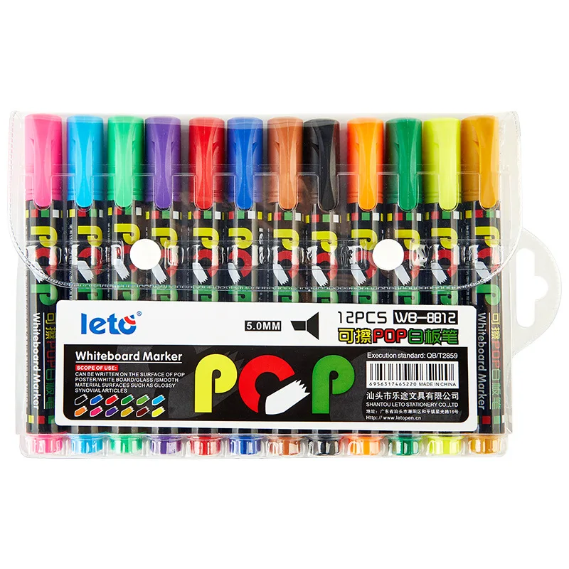 8/12 Colour POP Whiteboard Set,Oblique And Round Nibs,Erasable,Refillable,Safety,Non-Toxic,Office Meeting,Educational Supplies