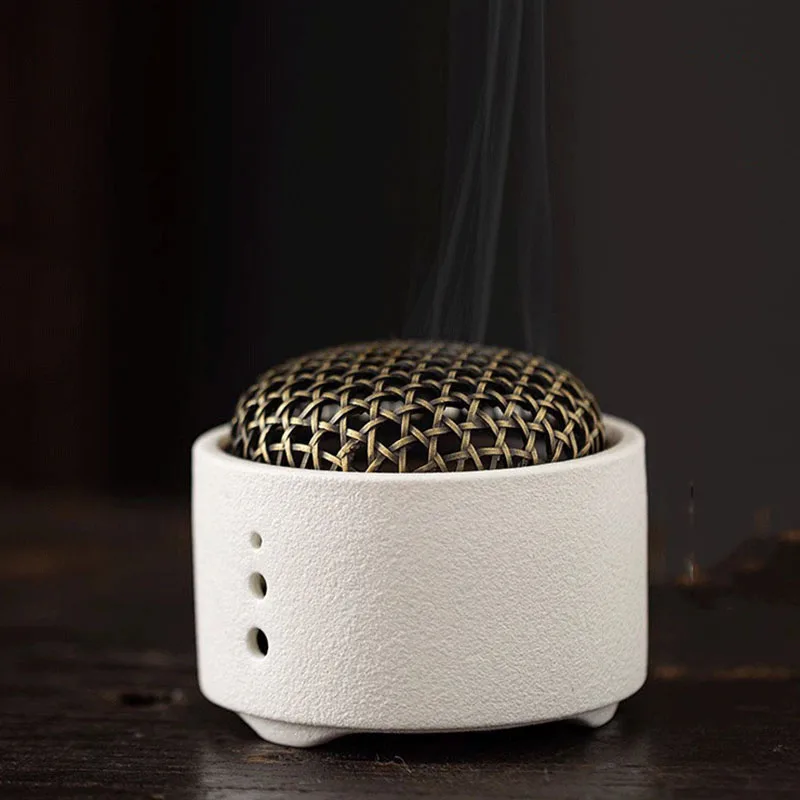 Ceramic Incense Stove Zen Retro Mosquito Incense Stove Home Decoration Ashtray Desktop Decoration Mesh Cover Incense Plate