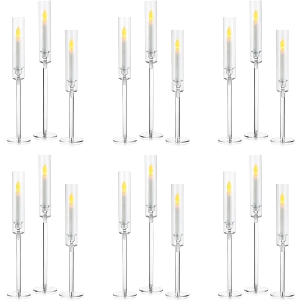 Candle Stick Holder Candlestick Holders Hurricane Candle Holder for Taper Candles 18 Pcs Candle Stands Home Decorative Candles