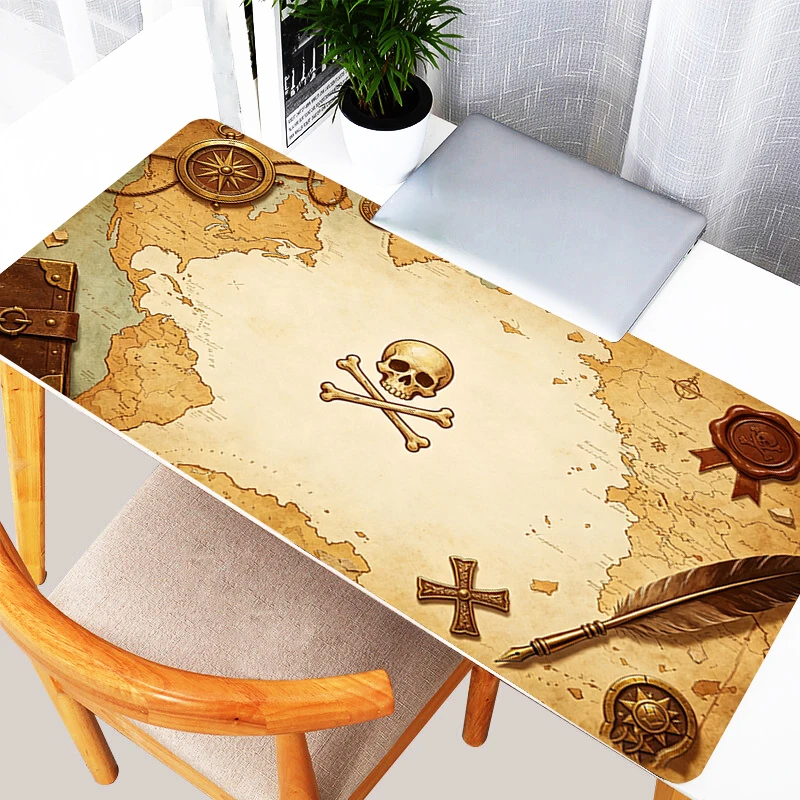 Oversized Mouse Pad Gamer Computer keyboard pad Gaming Accessories HD Print Retro Treasure Map Mousepad Rubber Extended Desk Mat