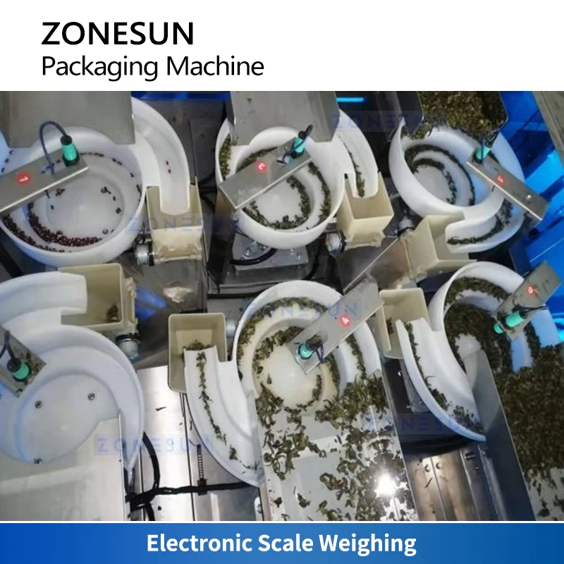 ZONESUN VFFS Pyramid Tea Bag Packing Production Machine Vertical Form Fill Seal Tea Leaves Nylon Pouch Filling Sealing ZS-SJB90
