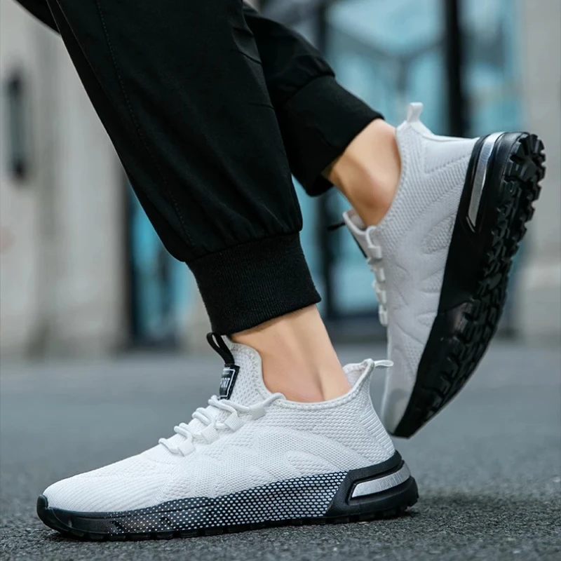 

New Summer Casual Woven Mesh Breathable and Comfortable Flat Heel Low-top Lace-up Outdoor Large-sized Men's Sports Shoes