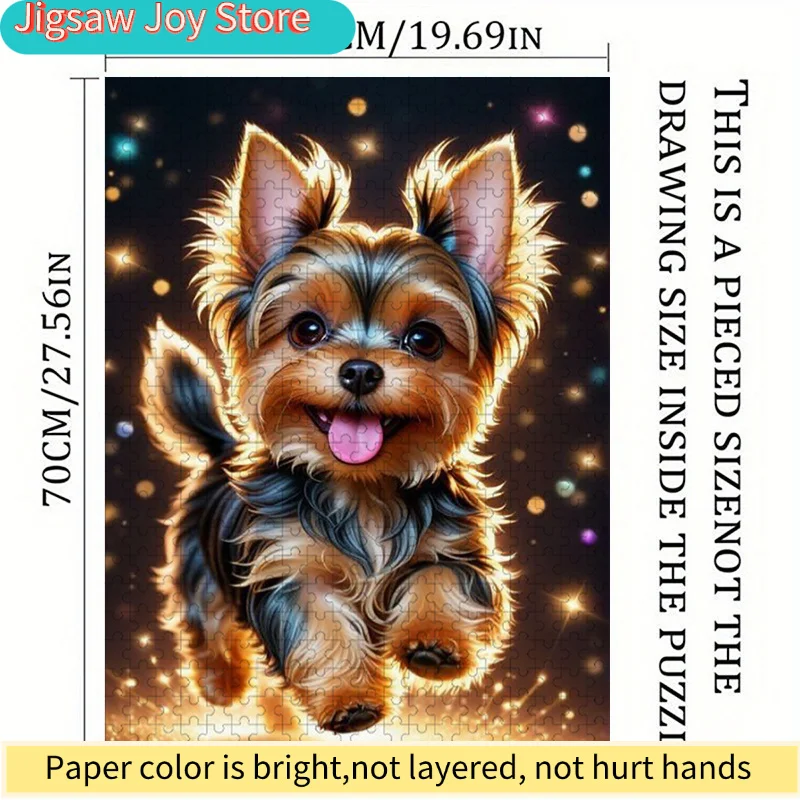 1000pcs Colorful Adorable Puppy Dog Jigsaw Puzzle | Vibrant Abstract Design, Yorkshire Terrier Pattern, Challenging & Entertai