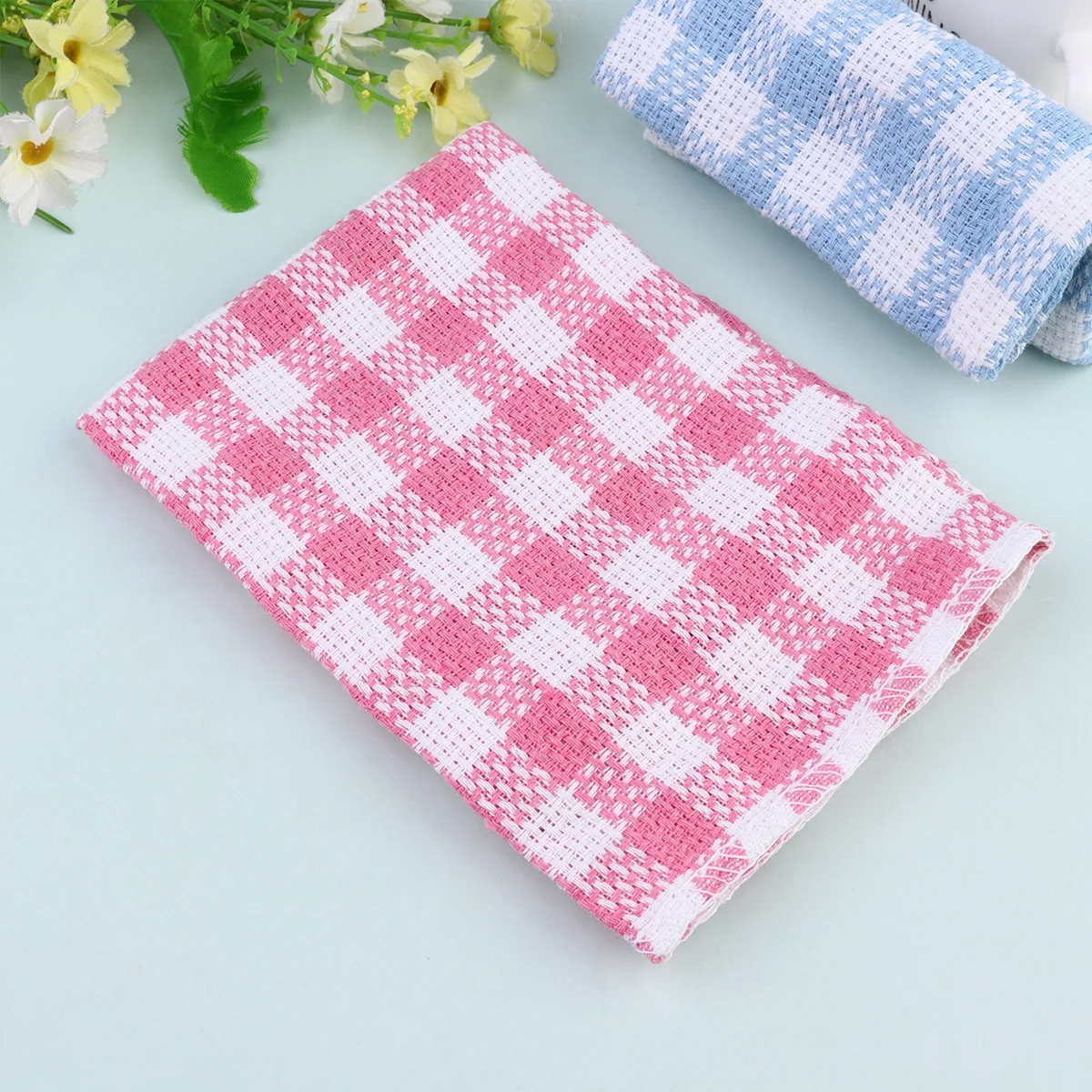

8Pcs Premium Cotton Dish Towels Plaid Pattern Absorbent Kitchen Cleaning Cloths for Home Glass Furniture Wash Towel