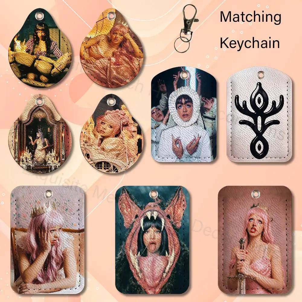 M-Melanie M-Martinez Hades Premium PU Leather Card For Air Tag for Daily Use Holder Card Case with Metal Carabiner