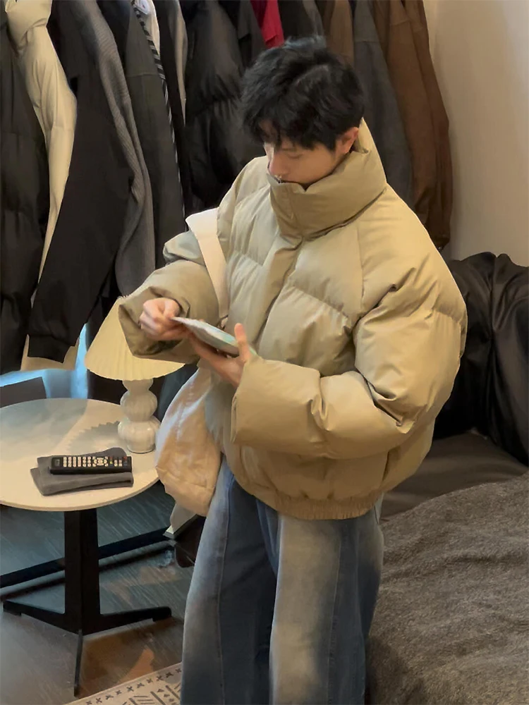 

American High Street ort PU Leather High Collar Men's down Jaet Cleanfit Trendy Cotton Outerwear Warm Waterproof