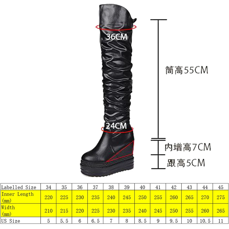 Fujin 12cm Microfiber Leather Platform Wedges Knee High Boot Woman Shoes Fashion Spring Plush Modern Hidden Heel Winter Autumn