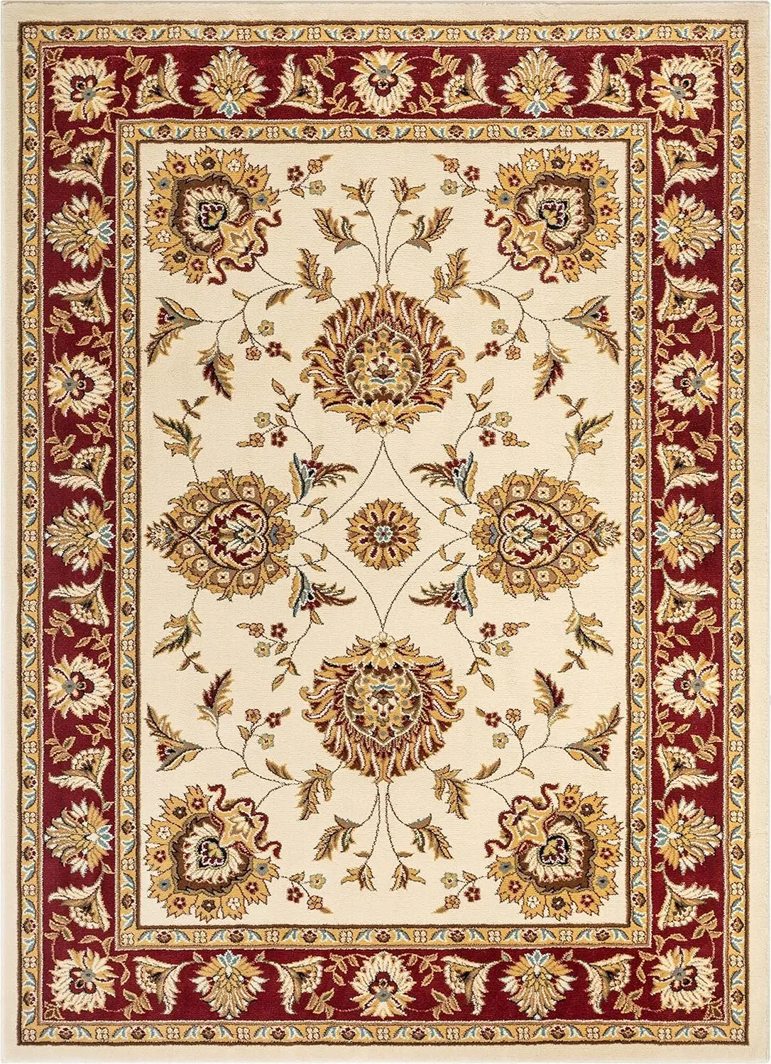 Sultan Sarouk Ivory Oriental Area Rug Floral Formal Traditional (7' X 9') Area Rug Easy Clean Stain Fade Resistant Shed Free