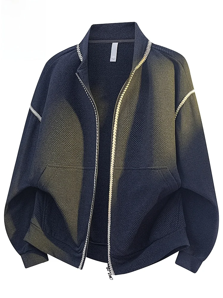 

American Sle Long Sve Loose Fit Hoodie Jaet for Men Casual Spring Outerwear Polyester Fiber Anti-Wrinkle