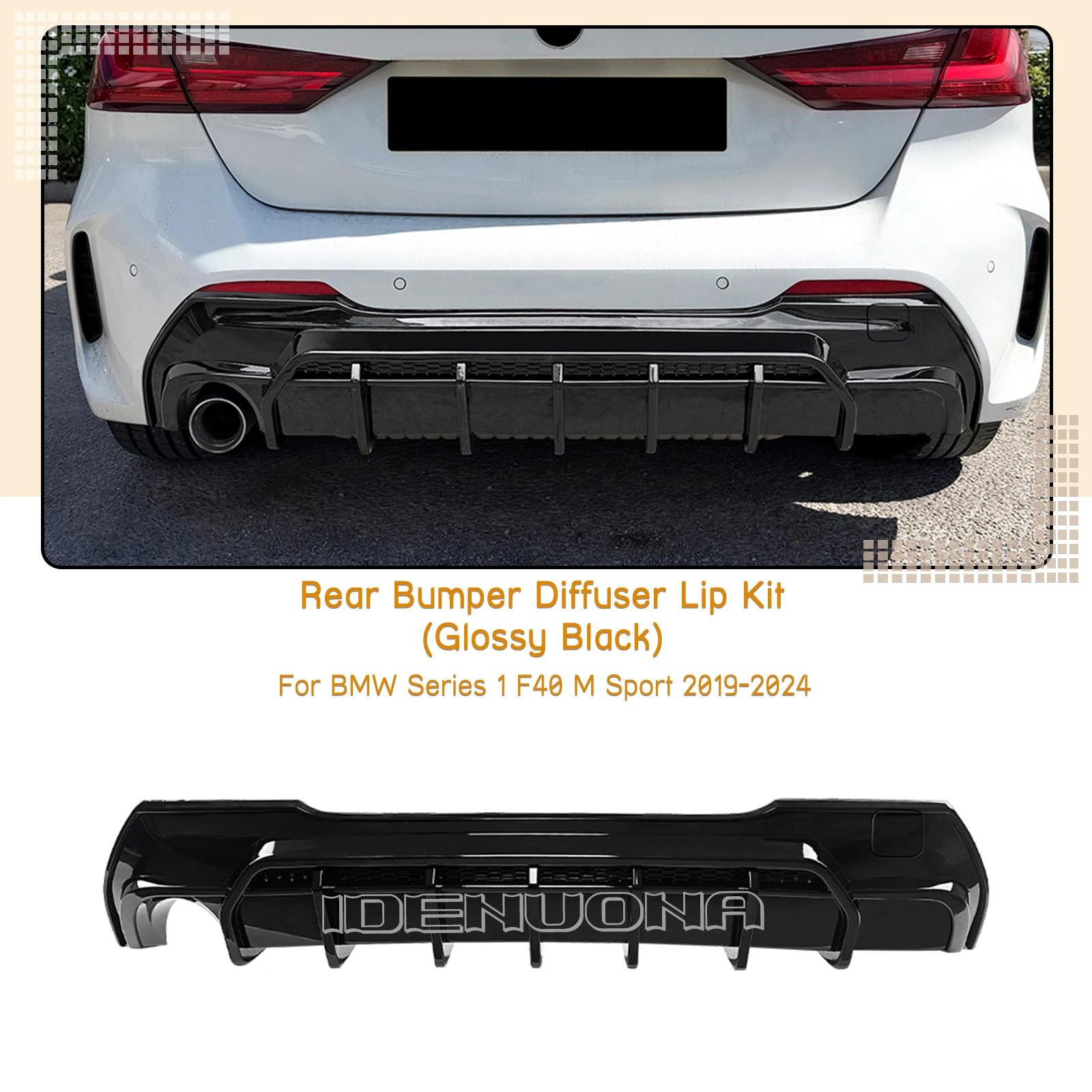 

Car ​Rear Bumper Diffuser Lip Lower Spoiler Splitter Guard For BMW 1 Series F40 M Sport 2019 2020 2021 2022 2023 2024