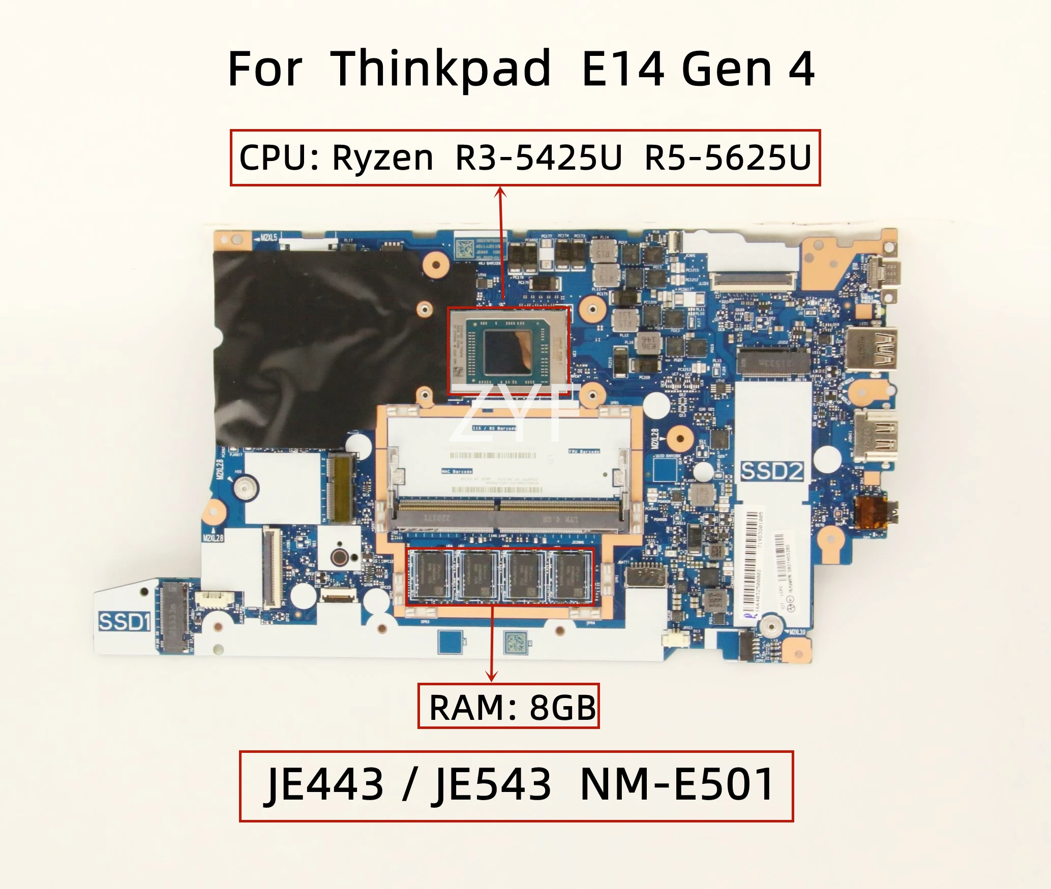 NM-E501 para Lenovo ThinkPad E14 Gen 4 placa base para ordenador portátil con Ryzen R3-5425U R5-5625U CPU RAM: 8GB FRU: 5B21H55284 5B21H55285