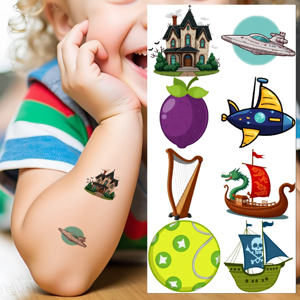 

54pcs Temporary Tattoo Waterproof Long-lasting Body Stickers Tree Monster Giraffe Hot Air Balloon For Arms Shoulders Girls