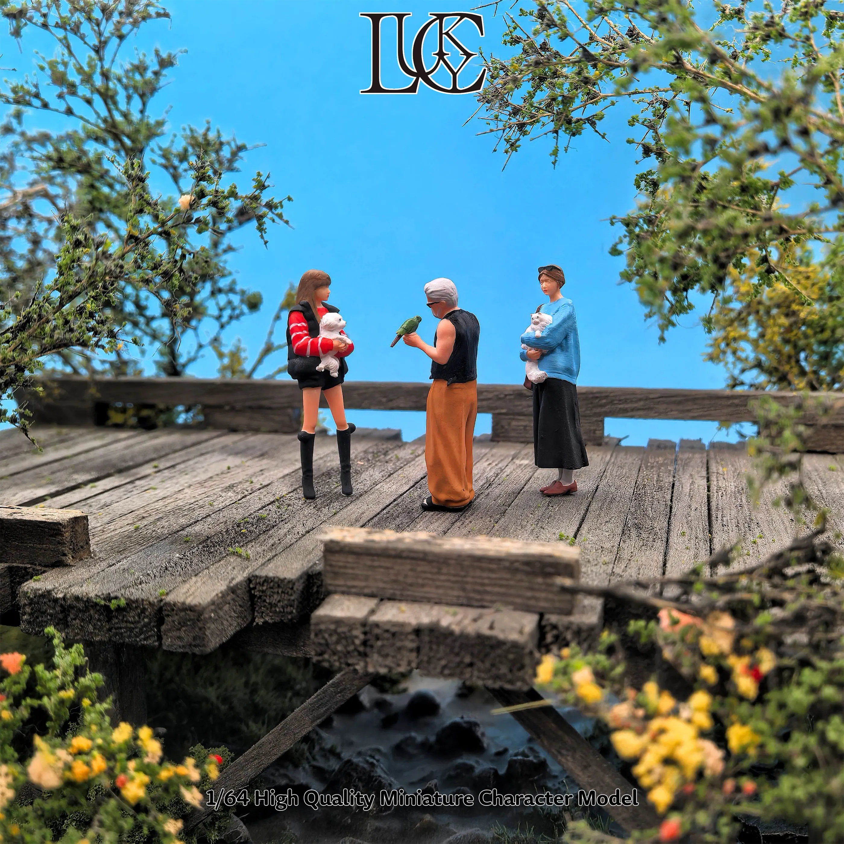 【Précommande】Lucky Studio 1/64 Ensemble de figurines en résine de chats, chiens et oiseaux pour collection, exposition et cadeau