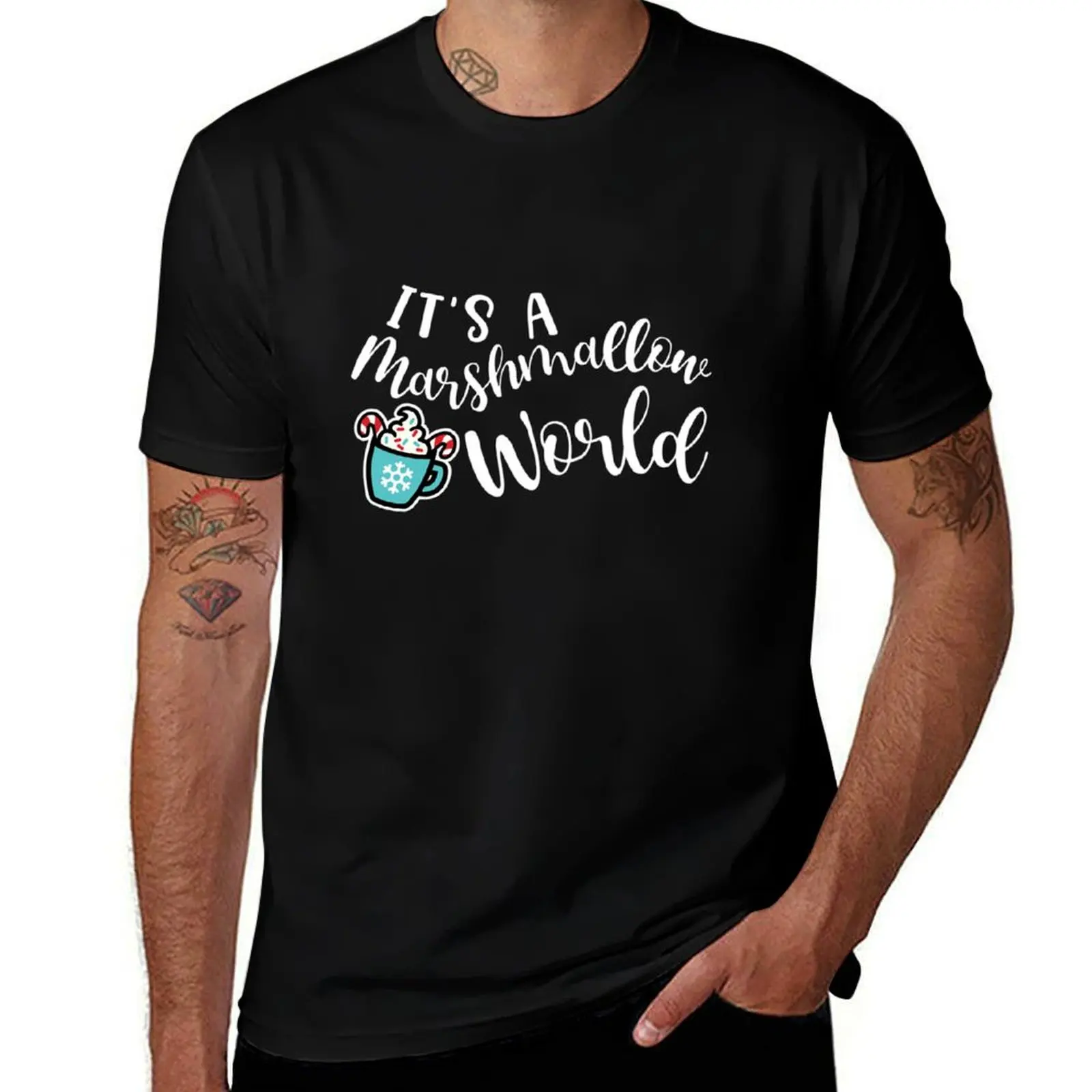 

It39;s A Marshmallow World Christmas Hot Cocoa Snow Cute Funny T-Shirt Louboutins Clothing oversizeds oversized t shirt men